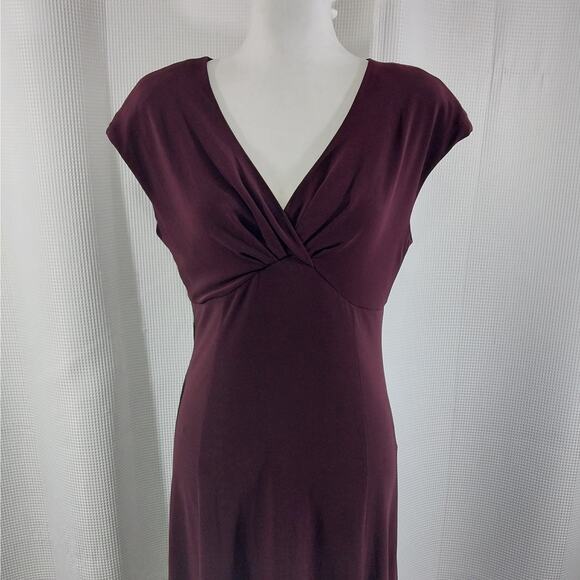 JONES WEAR DRESS! BURGUNDY RED DRAPEY, FLOWING CRISS-CROSS BODICE DRESS! SZ 12 - Picture 3 of 11